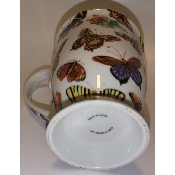 Butterfly Fine Porcelain China Mug Tea Cup - Very Rare Beautiful Butterflies! - Picture 7 of 12